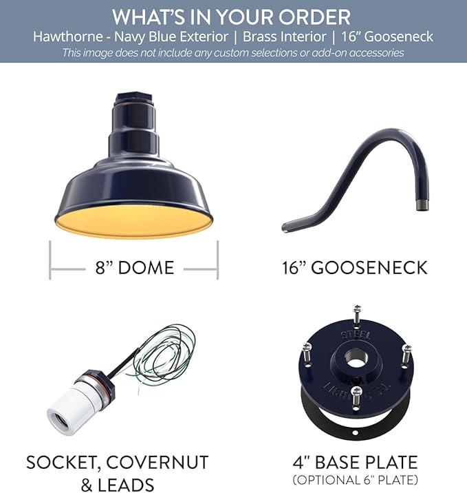 Steel Lighting Co. Hawthorne Barn Light | Outdoor Wall Mounted | 8 inch Dome | - Image 6