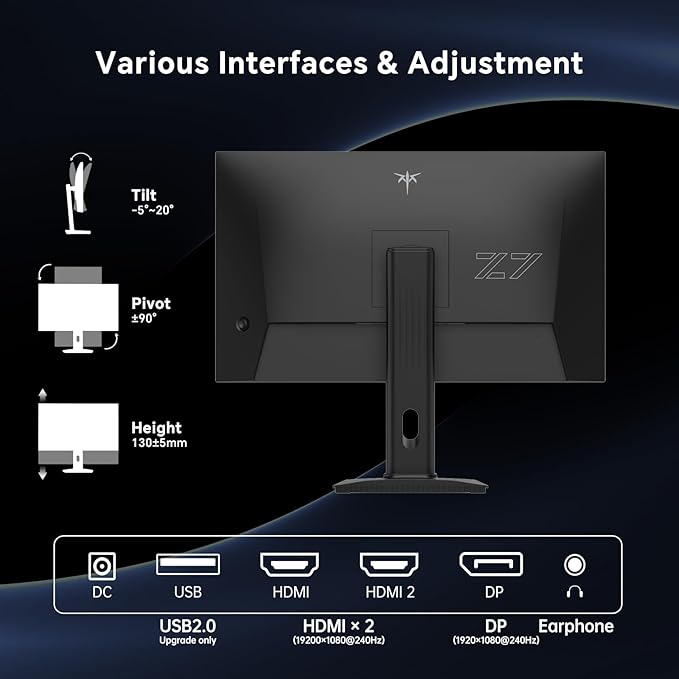 KTC 27 Inch Gaming Monitor 240Hz, FHD 1080p Fast IPS Computer Monitor - Image 6