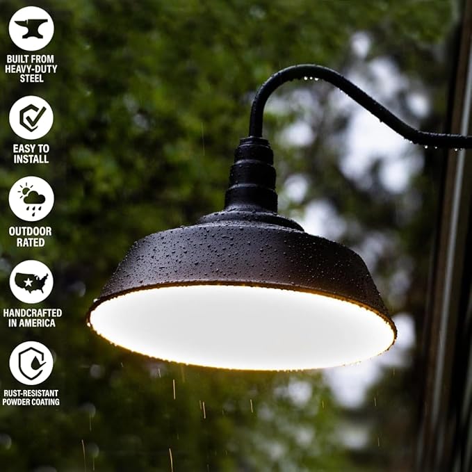 Steel Lighting Co. Large Outdoor Barn Light | Gooseneck Light Fixture | Made in - Image 3