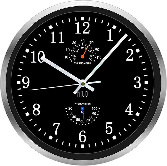 HITO 14 Inch Silent Wall Clock Battery Operated, Large Wall Clock by hito