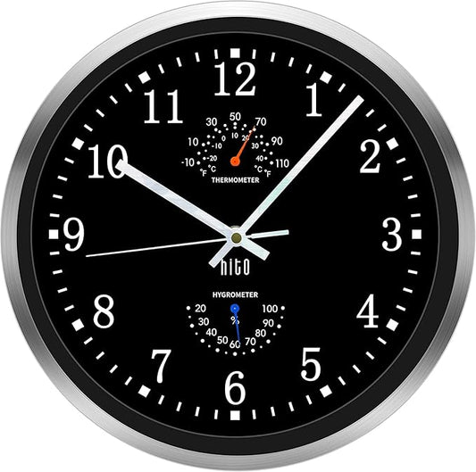 HITO 14 Inch Silent Wall Clock Battery Operated, Large Wall Clock by hito