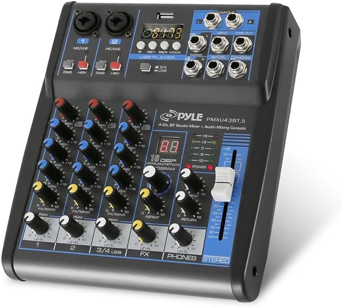 Pyle Professional Audio Mixer Sound Board Console System- Interface 4 Channel by PyleUSA