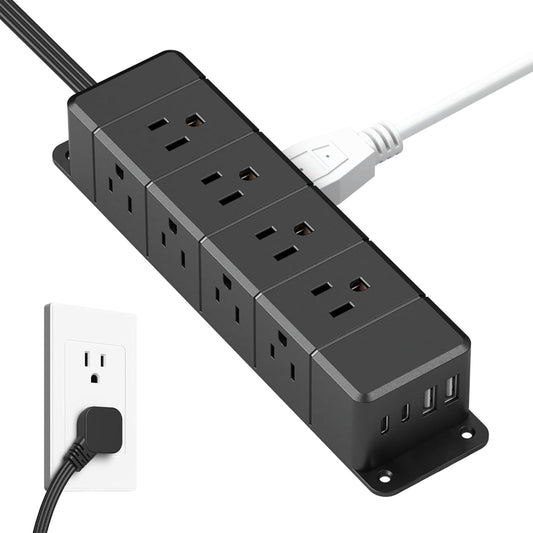 30W USB C Power Strip Surge Protector, 4 Side 12 Outlets Desk Power Strip