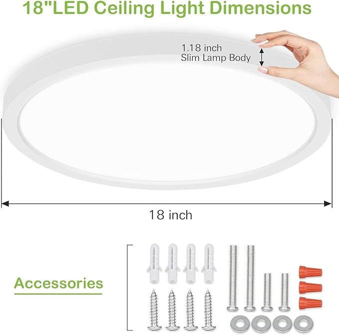 hykolity 18 Inch LED Round Flat Panel Light, 3000K/4000K/5000K CCT Selectable - Image 2