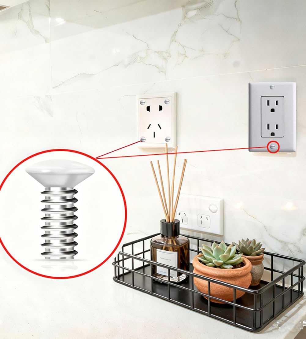 120PCS Wall Plate Screws White, Outlet Cover Screws for Switch Plate, 6/32 Electrical Outlet Screws for Light Switch Plates,Electrical Panel, 4 Sizes (3/8",1/2",3/4",1") Screws Kit w/Free Screwdriver