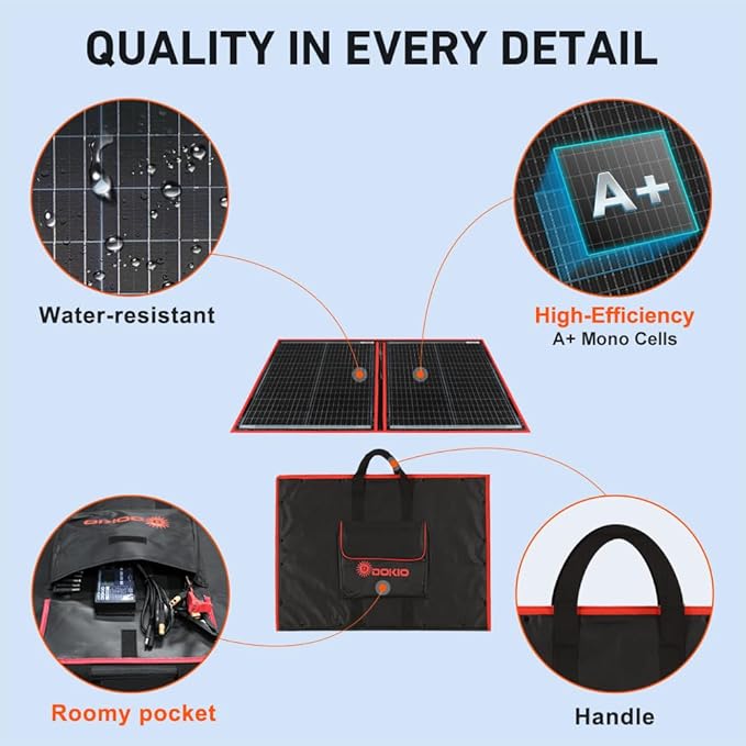 DOKIO 100W Portable Foldable Solar Panel Kit, - Image 4