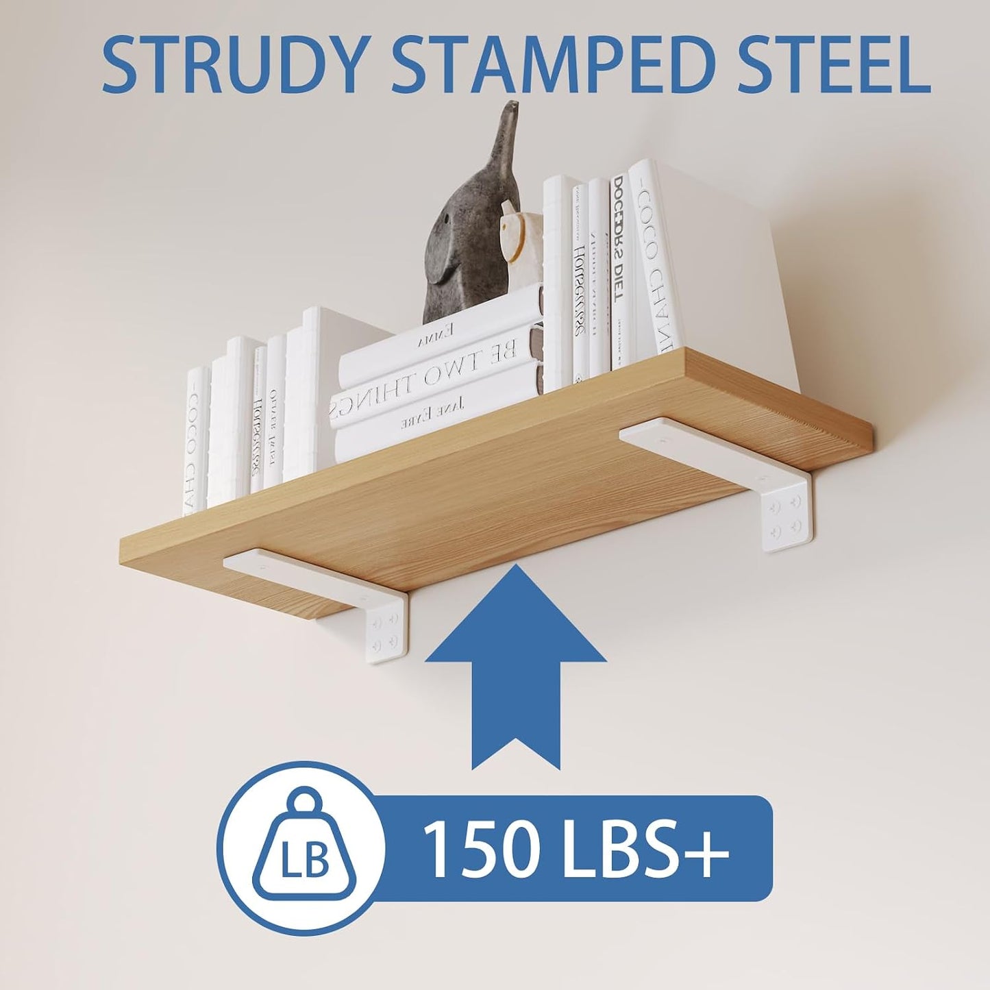 Shelf Brackets 10 inch, Heavy Duty Shelf Bracket 6 Pack L Brackets White Metal Wall Bracket for Shelves Support Bracket with Screws