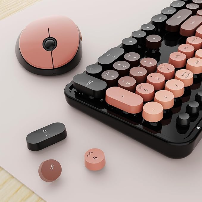 Nowlike Wireless Keyboard and Mouse Combo, Retro Typewriter Keyboard - Image 9