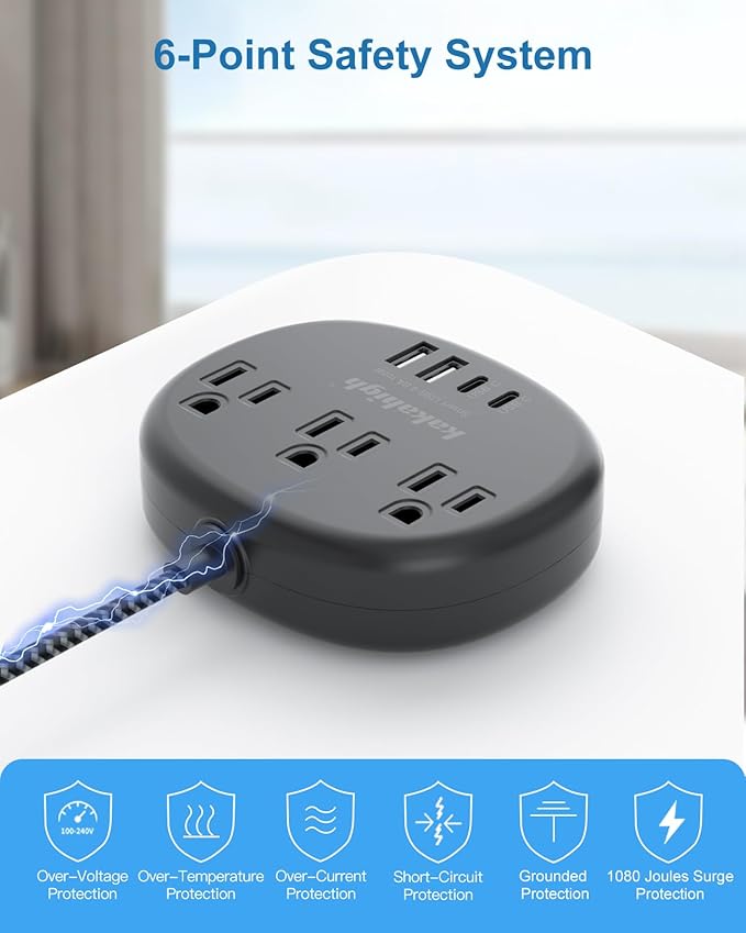 Black Extension Cord 10 Feet, 1625W Extension Cord 3 Prong - Image 7