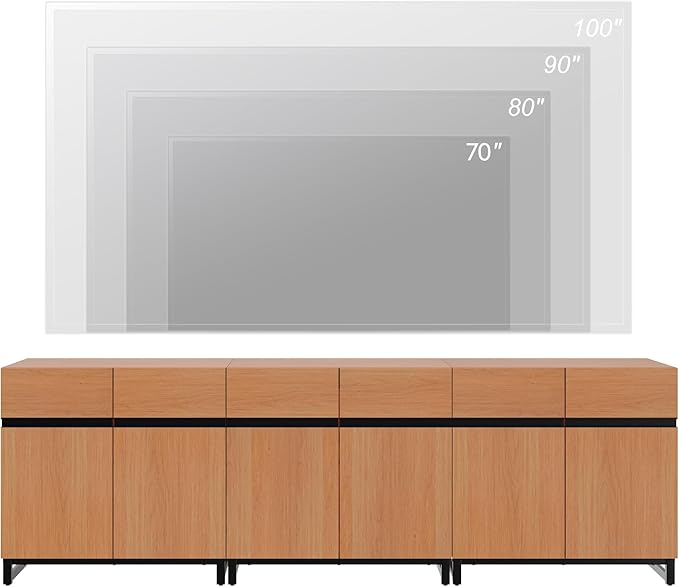 WAMPAT Modern TV Stand for TVs up to 110 inch, 3 in 1 Wood Entertainment Center - Image 5