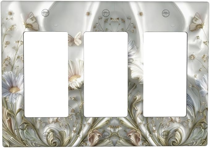 Bvtewkhz Boho Floral Wild Flower 3 Gang Triple Rocker Decorative Light Switch by Unknown