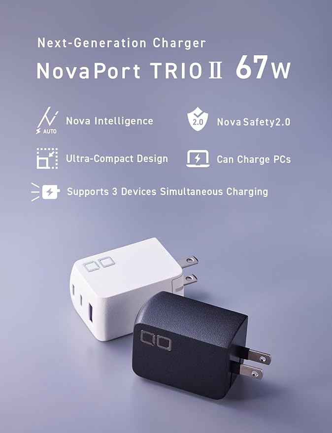 CIO 65W USB C Charger Block, Max 67W GaN Fast Charging Brick w/Dual Type-C - Image 2