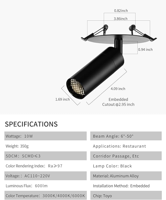 Gpaillumic Zoomable LED Ceiling Spotlight Fixture, Flush Mount Adjustable - Image 5