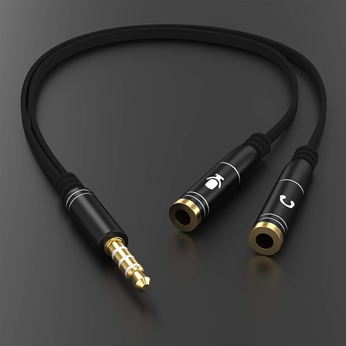 Headphone Splitter Adapter, 3.5mm Audio + Mic 4 Pole TRRS Splitter Jack Y Cable - Image 5