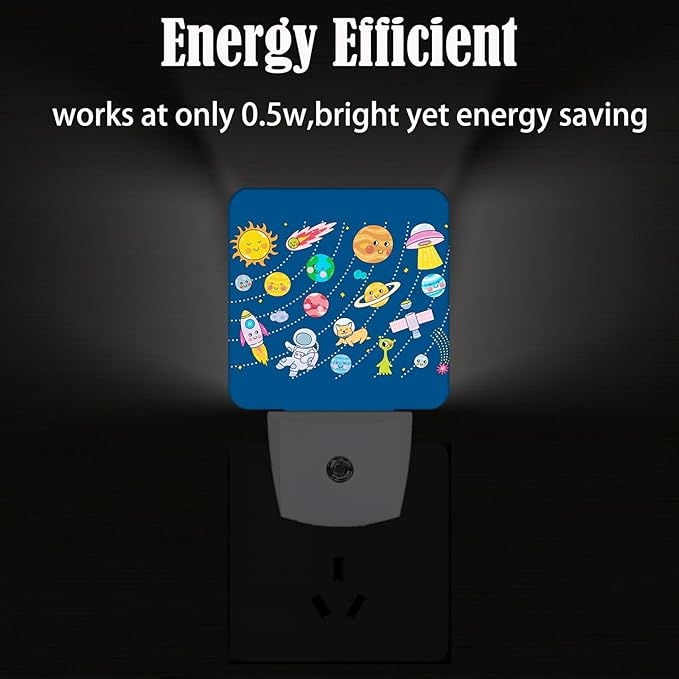 FSHVQKD Cute Space Doodle Night Light, Plug-in Nightlights Auto Sensor Night - Image 4