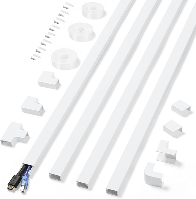 Cord Covers for Wires on Wall Extra-Long, 13.12ft TV Cord Hider Kit, Paintable by ZhiYo