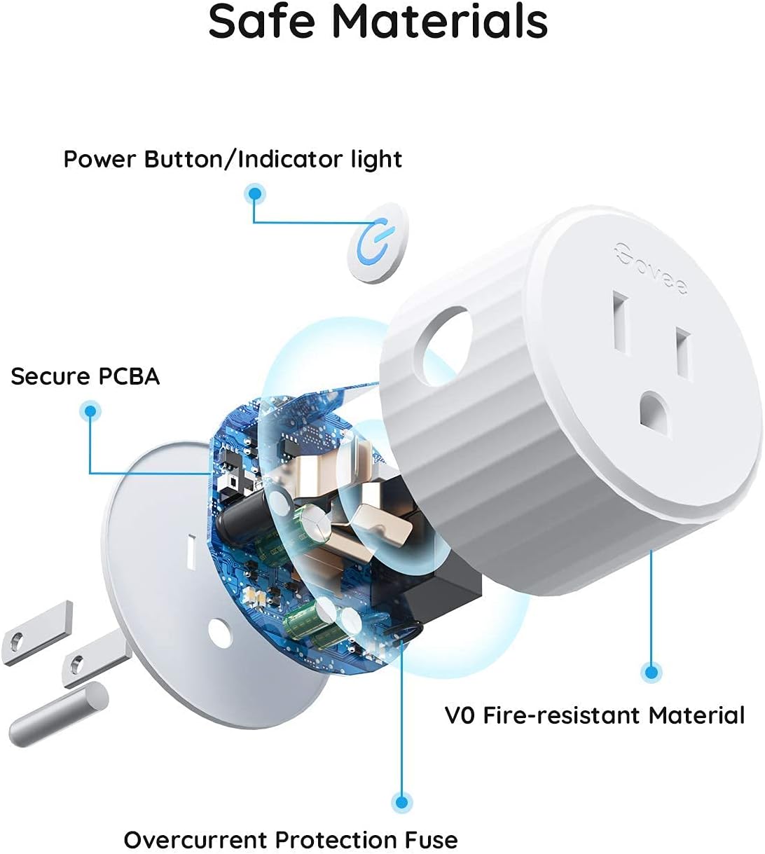 Govee Dual Smart Plug 2 Pack, 15A WiFi Bluetooth Outlet, Work with Alexa and Google Assistant, 2-in-1 Compact Design Bundle with Govee Smart Plug, WiFi Plugs Work with Alexa & Google Assistant