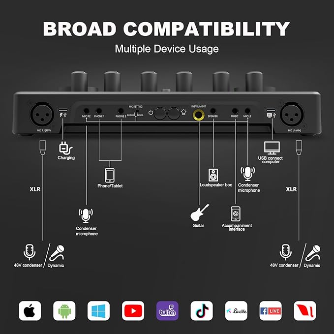 Podcast Equipment Bundle for 2, Audio Interface DJ Mixer - Image 8