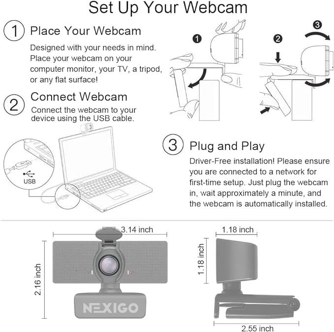 NexiGo N60 1080P Webcam with Microphone, Software Control & Privacy Cover - Image 5
