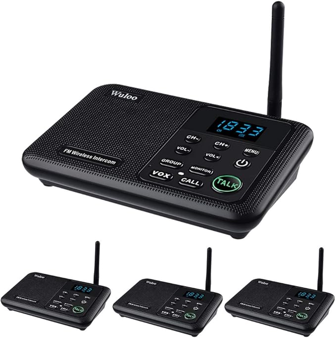 Wuloo Intercoms Wireless for Home 1 Mile Range 22 Channel 100 Digital Code by Wuloo