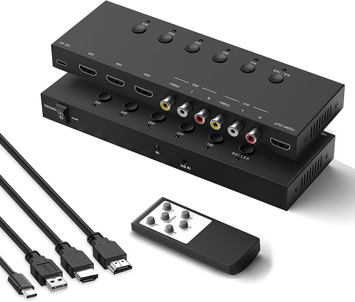 2-in-1 HDMI & AV Switcher – Play PS5 & Retro Games on 1 TV, 3 HDMI 2.0 + 2 RCA