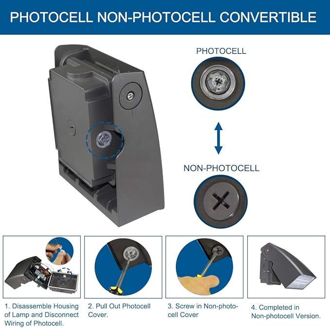 DAKASON 30W LED Wall Pack, Dusk-to-Dawn Photocell, Adjustable Head, Full - Image 5