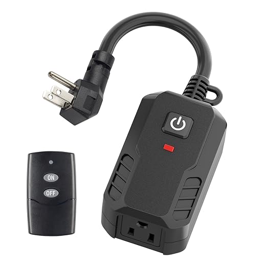 BN-LINK Outdoor Remote Control Outlet Plug Black, Indoor Wireless Outlet Switch by BN-LINK