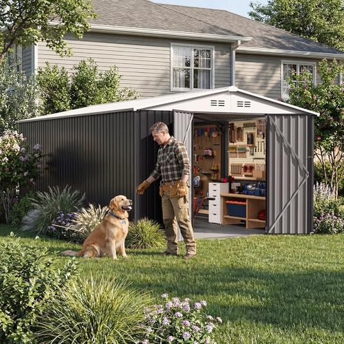 polar aurora 10x16 outdoor storage metal shed with, view 9