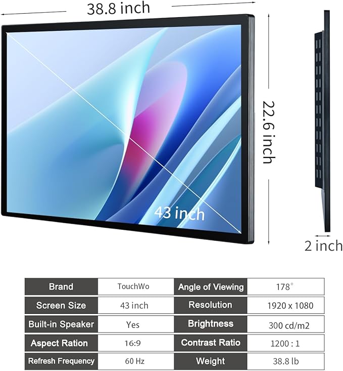 TouchWo 43 inch Interactive Touchscreen Monitor, Smart Board - Image 6