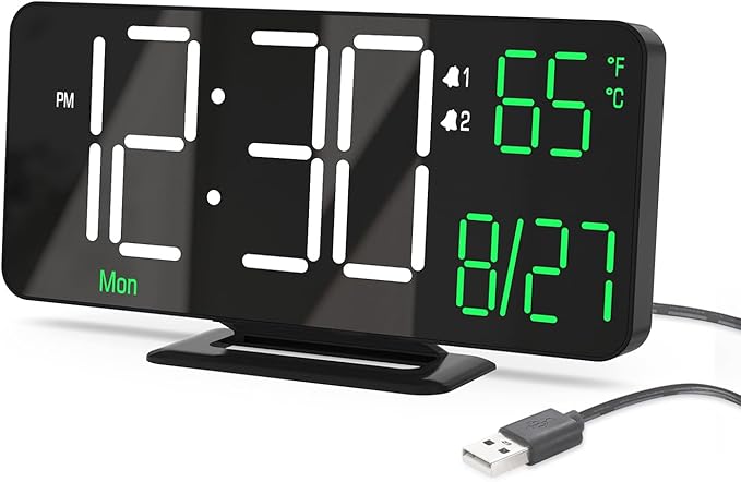 KOSUMOSU Digital Clock for Bedroom, 6.7in Black Alarm Clocks for Bedrooms by KOSUMOSUTECHNOLOGY