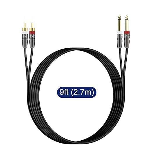 J&D Dual 1/4 inch TS to RCA Cable, 9 feet, Heavy Duty Audio Interconnect - Image 7