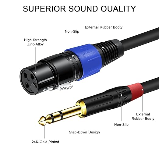 Jozzai 6.35mm Dual TRS to XLR Female Cable - Image 6