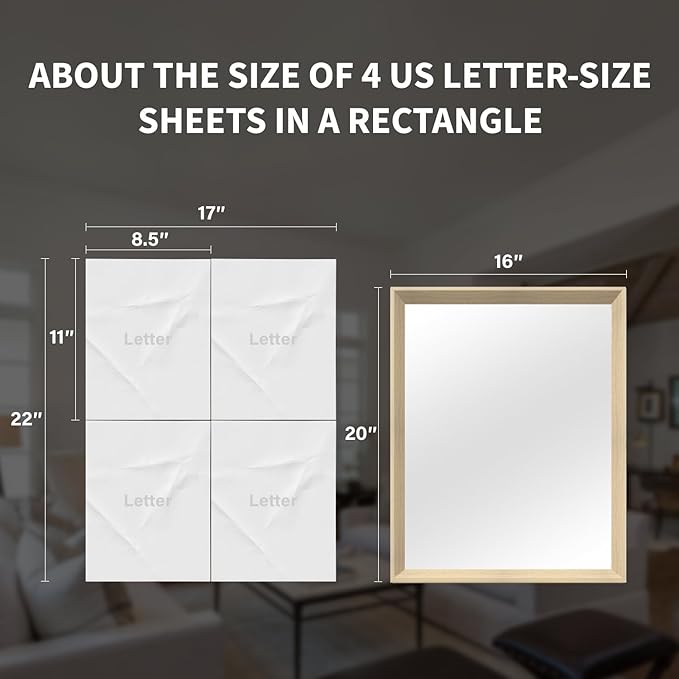 Oak Wood Effect Framed Wall Mirror, 16x20 Rectangle Mirror, 1/8" - Image 5