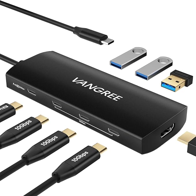 USB C Hub 8 in 1 Multiport Adapter, 3 USB 3.2 Gen 2 Ports by VANGREE