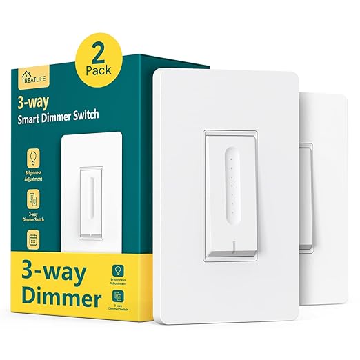 TREATLIFE 3 Way Smart Dimmer Switch 2 Pack, 2 Master 3 Way Dimmable Light by TREATLIFE