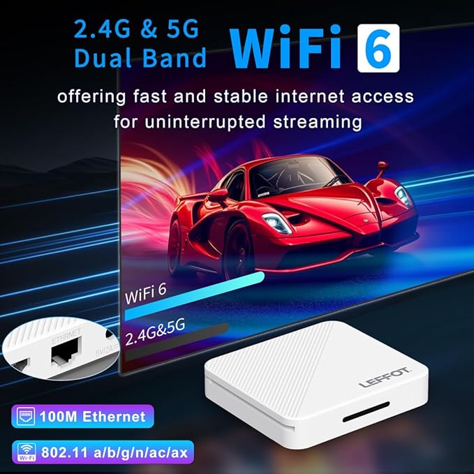 Android 14.0 TV Box 2025, LEFFOT H313 4K Ultra HD Streaming Device - Image 4
