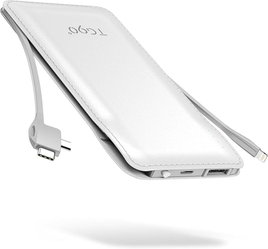 TG90° 10000mAh Power Bank Built-in Cables, Pocket Size USB C Portable Charger by TG90%C2%B0