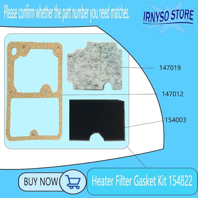 Irnyso Replacement Heater Filter Gasket Kit 154822 output filter154003 - Image 2