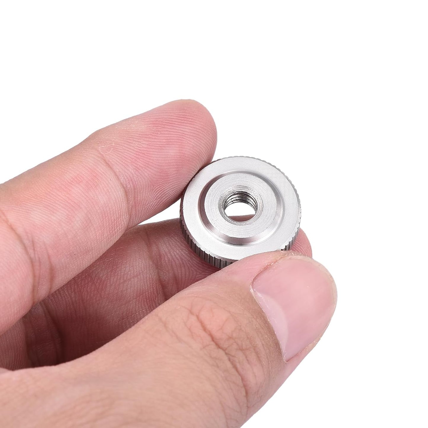 uxcell 8Pcs M6 Knurled Thumb Nuts, 304 Stainless Steel Round Knurled Flat Head Through Hole Handle Nut, Lock Adjusting Nuts, Thin Type, Silver