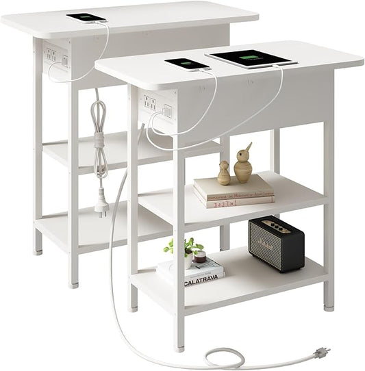 LIDYUK End Table with Charging Station, Nightstands Set of 2 by LIDYUK