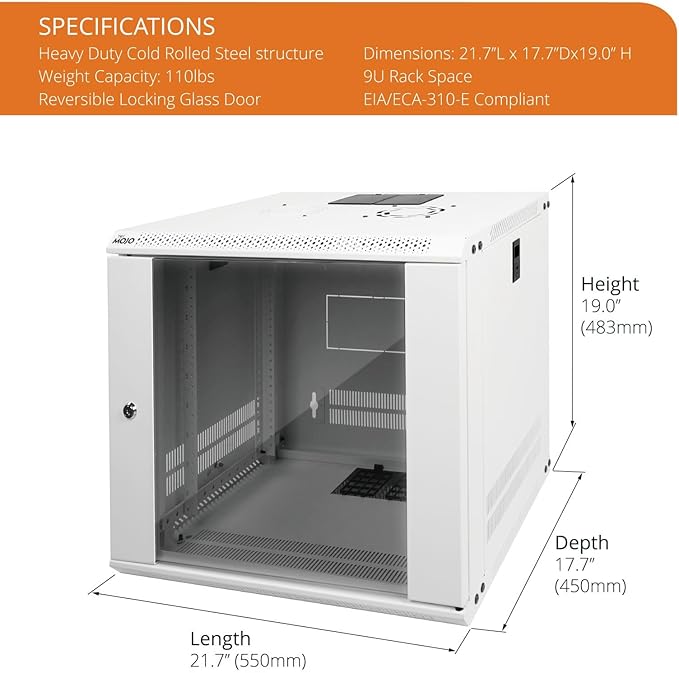 Tecmojo 9U Wall Mount Rack Network Cabinet - Image 2