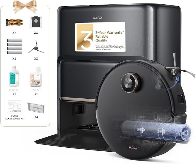 Mova Z60 Ultra Roller Complete Robot Vacuum and Mop, 000Pa Suction, 3.14in by MOVA
