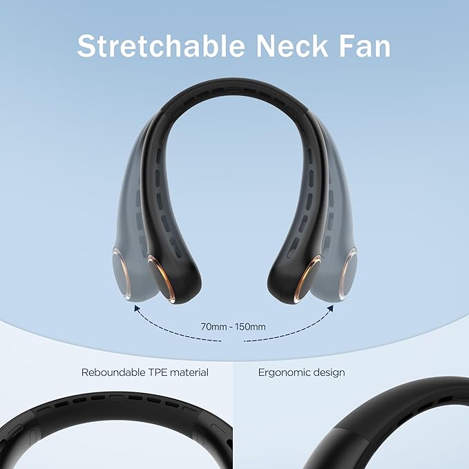 Neck fan, Portable Fan with 5-17H Lifespan, 4000mAh Neck fan air conditioner - Image 5