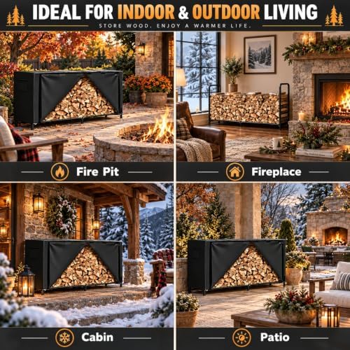 gtongoko 8ft firewood rack outdoor with cover, large, package contents