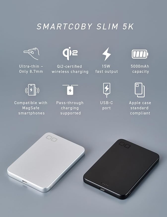 CIO Qi2 Magsafe Charger, 5000mAh Ultra-Slim Magnetic Wireless Charger iPhone - Image 2