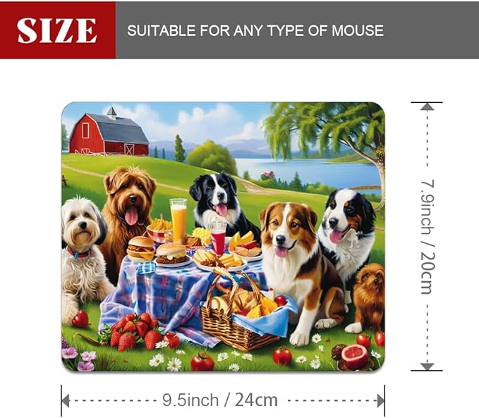 Dog Party Square Mouse pad, Waterproof, Anti Slip Rubber Base, Computer Mouse - Image 2