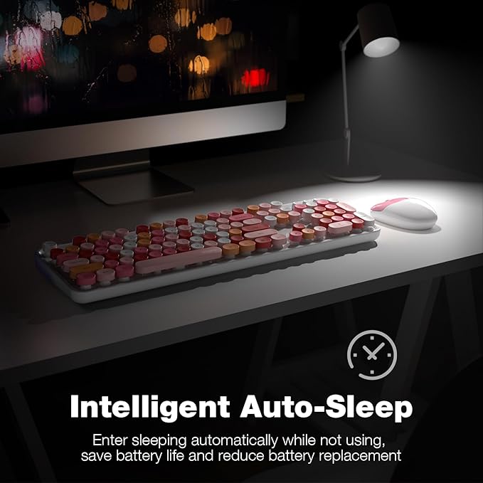 MOFII Wireless Keyboard and Mouse Combo, 2.4GHz Retro Full-Size Wireless - Image 4