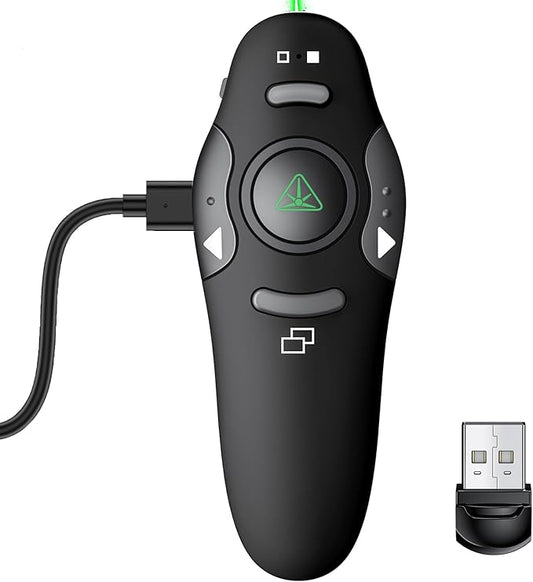 DinoFire Green Presentation Clicker Wireless Presenter Remote, RF 2.4GZ by DinoFire