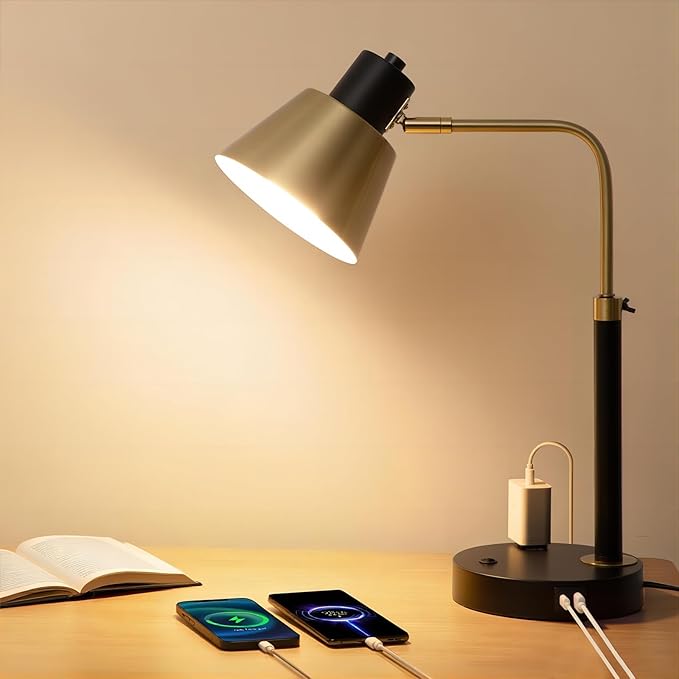 Starstrips Desk Lamp with Dual USB Charging Port, Heavy Duty Metal Task Light by Starstrips