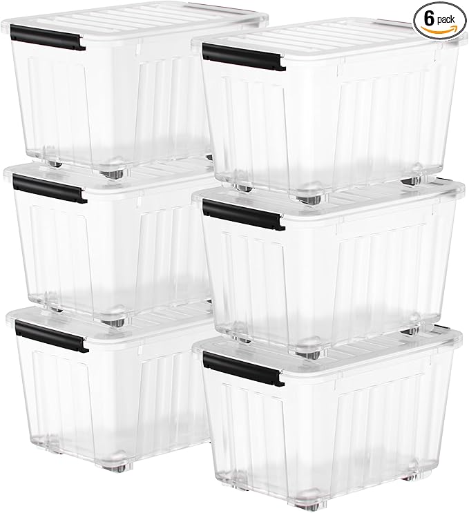 Nazhura 97Quart Plastic Storage Bin, Stackable and Nestable Storage Boxes by NazhuraGoodCompanionAtHome